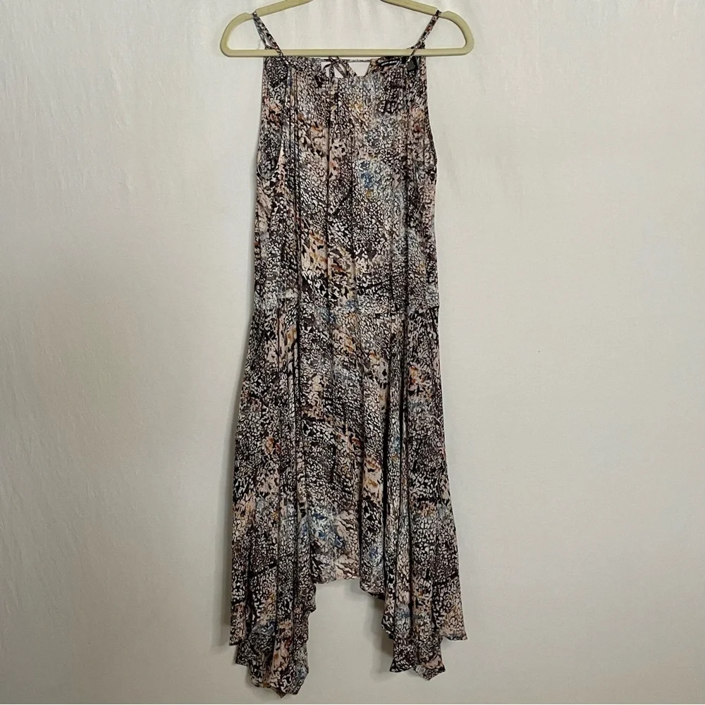 DKNY Boho Printed Midi Dress Artsy Handkerchief Hemline - Picture 4 of 15